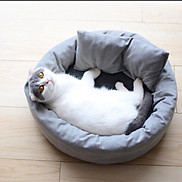 Ổ nệm chó mèo hình tròn xám cho chó mèo lớn
