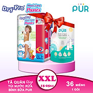 Combo tã bỉm quần Dry-Pro XXL36 15kg-25kg + tặng Túi nước rửa bình sữa Pur