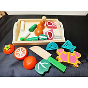 Đồ chơi cắt thực phẩm bằng gỗ, đồ chơi nấu ăn cho bé nhập vai