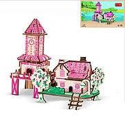 Đồ chơi lắp ráp gỗ 3D Mô hình Ngôi nhà Lãng mạn Pink Romantic Cottage Laser