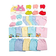Combo 27 món màu cho trẻ sơ sinh 0-6th5 áo tay ngắn + 5 quần + 10 bao tay
