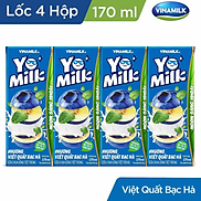 Sữa chua uống Vinamilk Yomilk hương việt quất bạc hà - Lốc 4 hộp 170ml