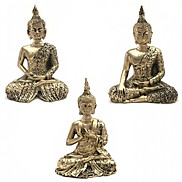 Bộ Ba Tượng Đá Phật Thái Thủ Ấn - Màu Nhũ Vàng