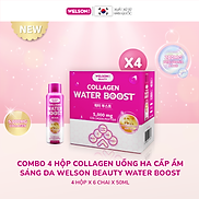 Combo 4 hộp Collagen uống HA cấp ẩm sáng da Welson Beauty Water Boost 4