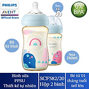 Philips Avent Hộp 2 Bình sữa PPSU thiết kế tự nhiên 260ml cho trẻ từ 1