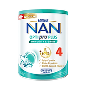 Sữa bột Nestlé NAN OPTIPRO PLUS 4 800g lon với 5HMO Giúp tiêu hóa tốt +