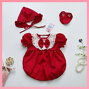 Body đỏ mận tặng kèm nón và giày vải cho trẻ sơ sinh,1 tuổi,2 tuổi