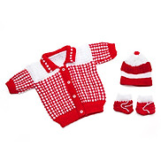 1 Bộ áo, nón và vớ tay bằng len cho trẻ sơ sinh ấm áp