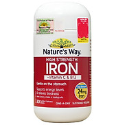 Viên uống Nature s Way High Strength Iron + Vitamin C&B12 Bổ sung sắt hữu