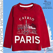 ÁO THUN DÀI TAY BÉ TRAI CATRIO in PARIS màu ĐỎ là áo phông tay dài trẻ em