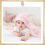 Khăn Choàng Ủ có mũ 4 lớp cho bé sơ sinh 70 x 70cm