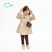 Áo khoác cho bé gái dáng babydoll cài cúc chất liệu nhung tăm và len xinh