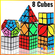Hot Set 8 Rubik Sticker Viền Đen 2x2, 3x3, 4x4, Tam Giác, 12 Mặt