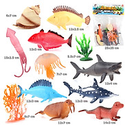 Bộ 12 đồ chơi Cá Biển Ốc Mực Hải Cẩu Cá Mập Cá Heo Ocean World Fish nhựa