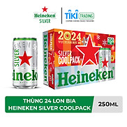 Thùng 24 lon bia Heineken Silver Coolpack 250ml lon