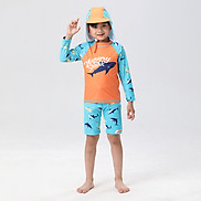 Đồ bơi bé trai họa tiết Cá Mập tay dài kèm nón chống nắng có size cho bé