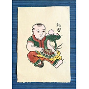 Em bé ôm rùa - Tranh dân gian Đông Hồ - Dong Ho folk woodcut painting