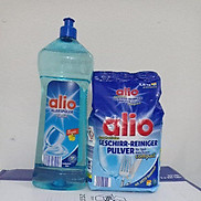 Bột rửa bát Đức Alio+ chai nước làm bóng Alio 1000 ml