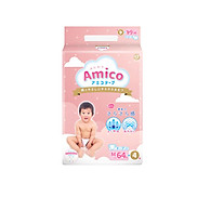 Bỉm - Tã dán Amico size M 64 + 4 miếng Cho bé 6 - 11kg