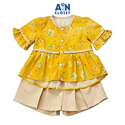 Bộ quần áo ngắn họa tiết Hoa Gạo Sữa vàng kem cotton boi - AICDBGKYAMQM