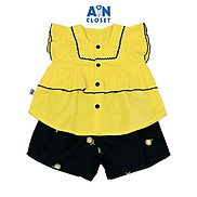 Bộ quần áo Ngắn bé gái họa tiết Hoa Vàng Đen cotton - AICDBGUGMWGT