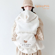 Khăn quấn bé sơ sinh có mũ lông tuyết dày mịn style Hàn Quốc cho bé ra