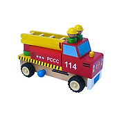 Xe thang cứu hỏa lắp ráp đồ chơi gỗ cho bé học hình khối và chơi logic trí