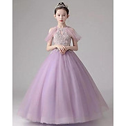 Váy thiết kế đầm công chúa bé gái tùng dài sofia màu tím DBG091