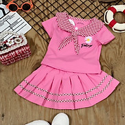 G00000415 31-38kg Set áo và chân váy thủy thủ hồng cho bé gái, chất vải