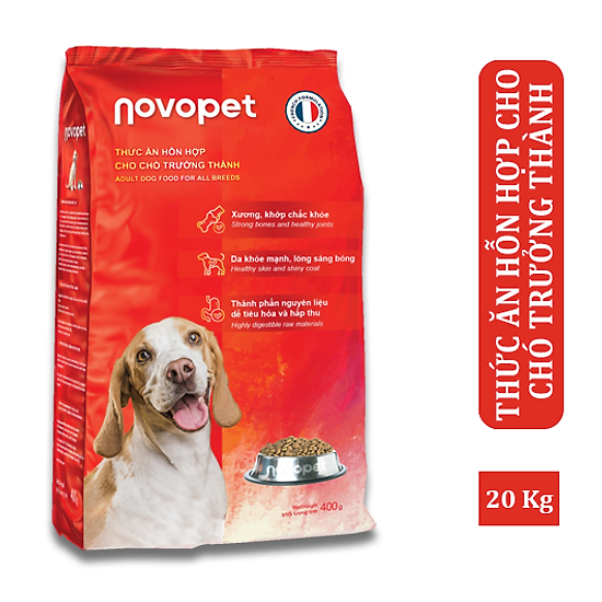Bao 20kg xá thức ăn hạt novopet hỗn hợp dành cho chó lớn - ảnh sản phẩm 1