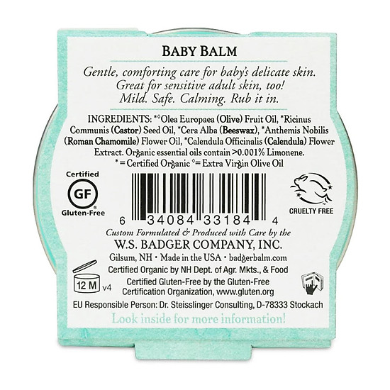 Sáp hữu cơ dưỡng da cho bé badger baby balm - dưỡng ẩm và bảo vệ da bé - ảnh sản phẩm 2