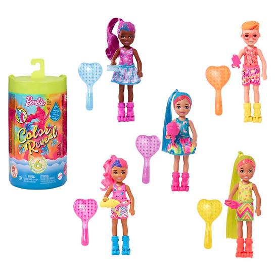 Đồ chơi barbie búp bê chelsea đổi màu - phiên bản sắc màu neon hcc90 - ảnh sản phẩm 3