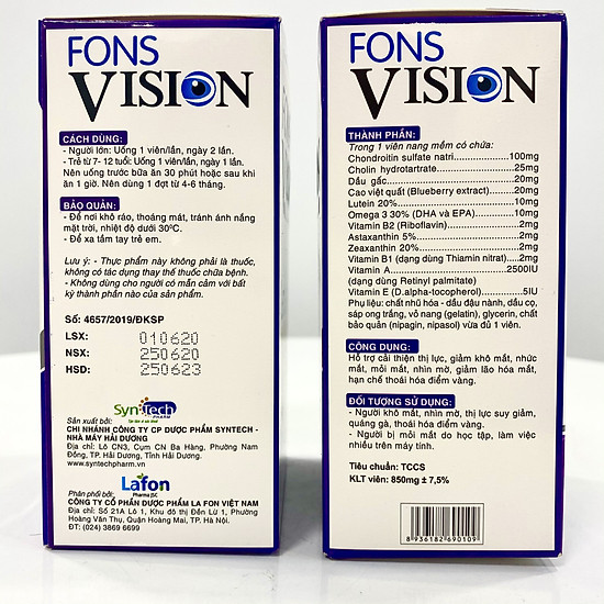 Combo 3 hộp fons vision - viên uống bổ mắt, tăng cường thị lực 30 viên hộp - ảnh sản phẩm 2