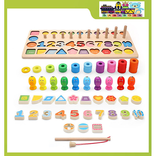Bộ đồ chơi bảng gỗ 5in1 đồ chơi giúp bé phát triển trí não giáo dục theo - ảnh sản phẩm 1