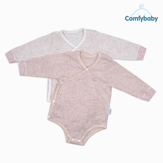Set bodysuit giữ ấm ngực dài tay 2 món 100% cotton cho bé comfybaby size - ảnh sản phẩm 1
