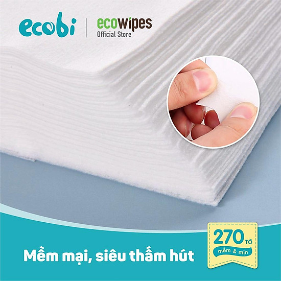 Combo 5 túi khăn khô đa năng cho bé ecobi 270 tờ dùng thay khăn sữa an - ảnh sản phẩm 5
