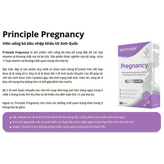 Principle pregnancy - viên uống bà bầu nhập khẩu từ anh quốc - ảnh sản phẩm 3