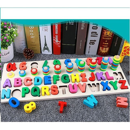Bảng chữ cái và số cho bé kèm hình khối cột tính bậc thang, đồ chơi học tập - ảnh sản phẩm 1