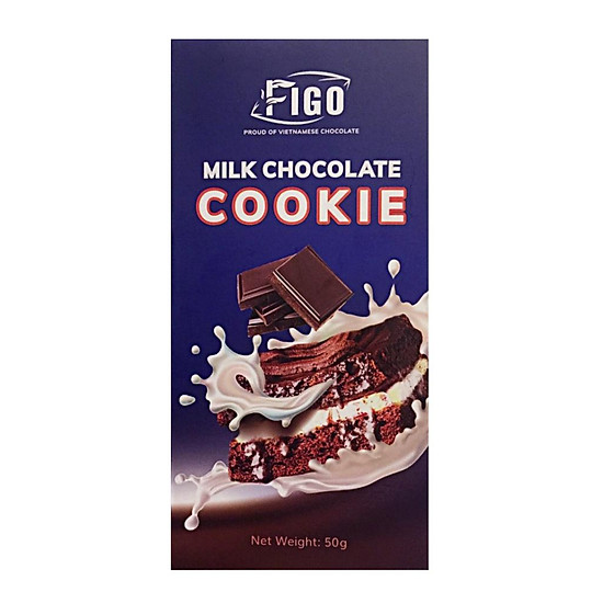 Kẹo socola sữa nhân bánh cookie 50g ăn vặt văn phòng figo - ảnh sản phẩm 1
