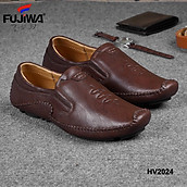 Giày lười nam da bò Fujiwa - HV2024. Da bò cao cấp, đế cao su tạo độ bám tốt, bền bỉ theo thời gian