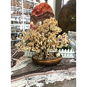 Cây Tài Lộc bonsai phong thủy đá thạch anh vàng - Cao 40 cm