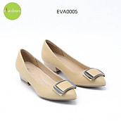 Giày cao gót đế vuông mũi nhọn phối khuy kim loại tổng hợp 3cm Evashoes EVA0005