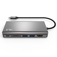 HUB USB Type-C Feeltek 8 Cổng HDMI VGA USB Type - C PD USB 3.1 SD Card Jack 3.5mm - Hàng Chính Hãng thumbnail