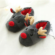Fuzzy Slippers Cute Christmas Reindeer House Shoes Soft Warm Non-Slip Slippers Winter thumbnail