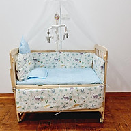 Giường cũi cho bé đa năng trọn bộ. Cũi gỗ kèm màn, đệm, quây, gối. treo nôi phát nhạc, kích thước 105 60 90 (D R C) thumbnail