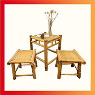 Combo bàn ghế tre nhỏ gọn đơn giản, phù hợp mọi không gian decor gia đình ban công thumbnail