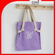 Túi Tote Vải Canvas, Vải Bố Hàn Quốc Đựng Giấy A4 Phom Đứng Phối Chữ THINK BIG thời trang COVI T17-M-Màu Tím thumbnail