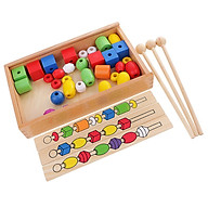 Montessori 6 Màu Xếp Hình Xây Dựng Đính Hạt Trẻ Em Đầu Học Phát Triển Đồ Chơi thumbnail