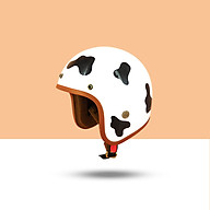 Mũ Bảo Hiểm 3 4 Đầu SRT Tem Bò Sữa Đáng Yêu Lót Nâu Cao Cấp - Tặng Nón Lưỡi Trai thumbnail