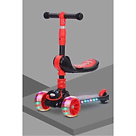 Xe trượt scooter có đèn nhạc, có Ghế ngồi chòi chân - họa tiết ngẫu nhiên thumbnail